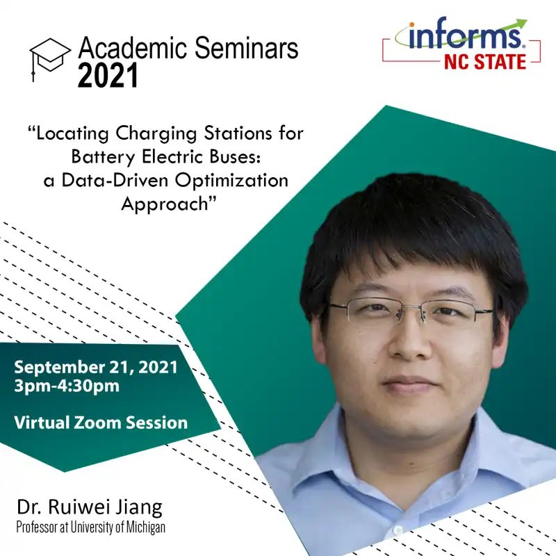 informs seminar speaker ruiwei jiang against a blue hexagon against a white background.