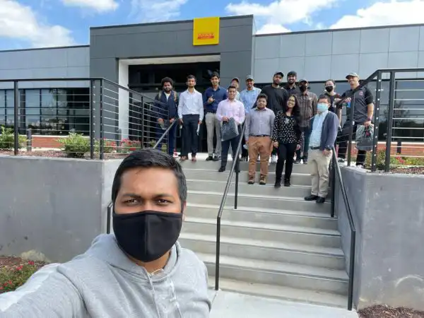a selfie of the SME members at a tour