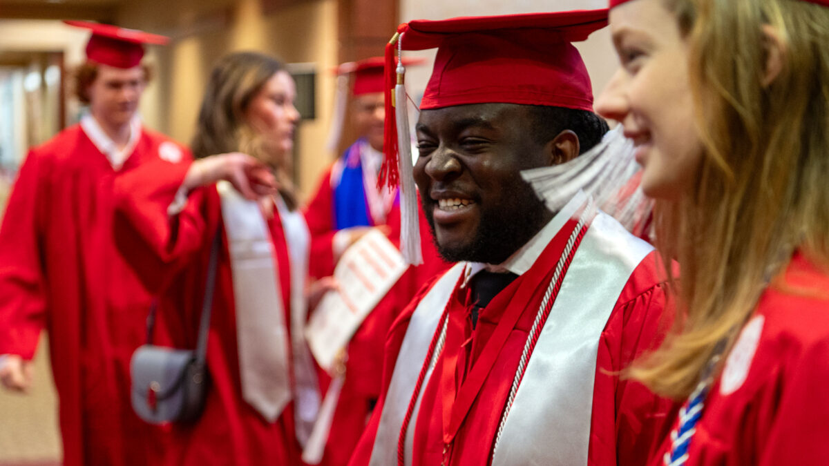 The ISE Department prepares for graduation.