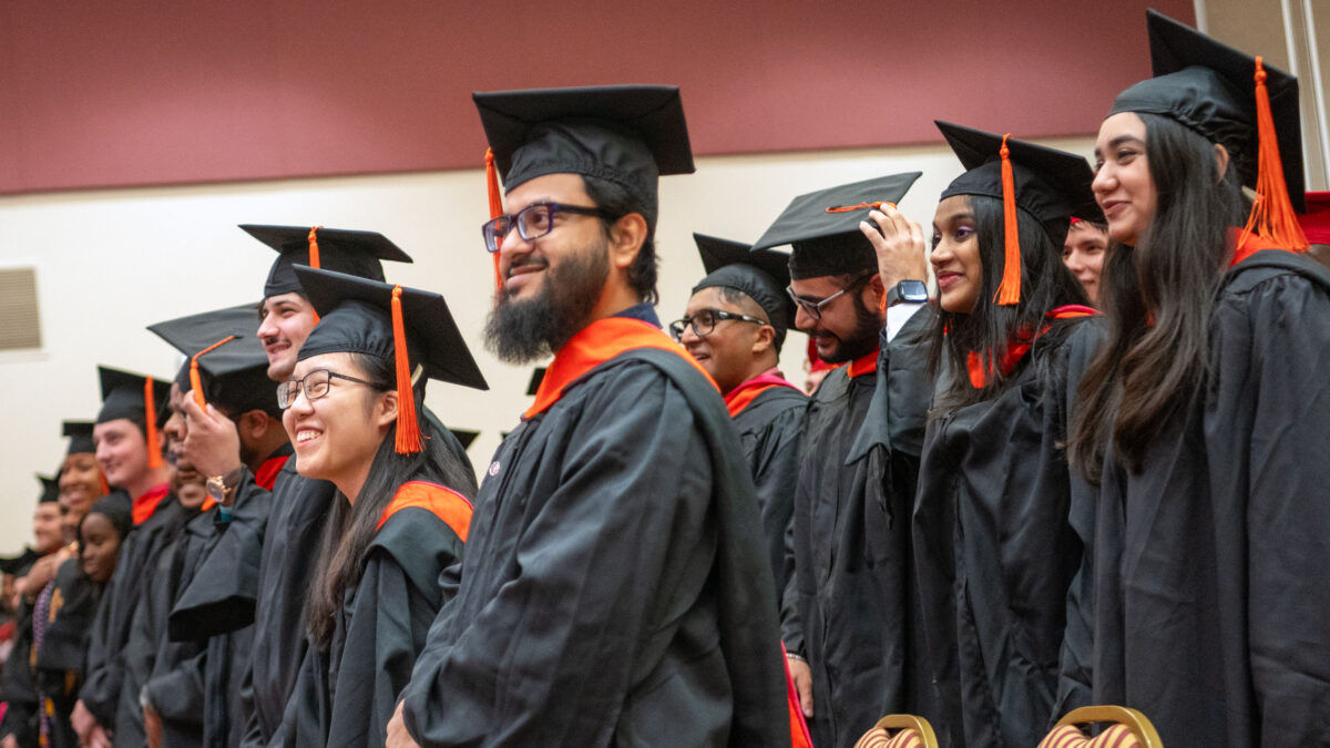 Students walking into the commencement ceremony.