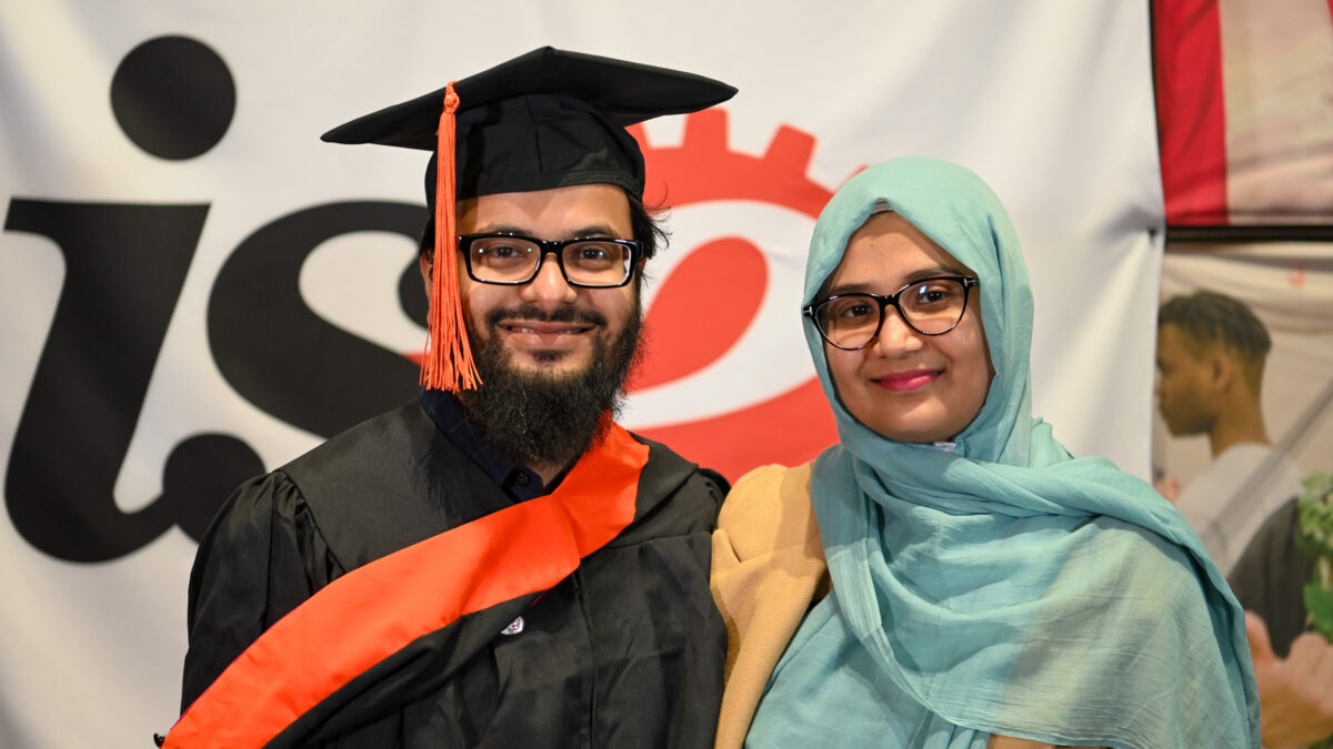 ISE Students celebrating graduation during reception.