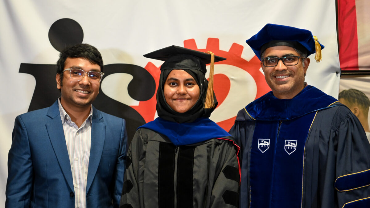 ISE Students celebrating graduation during reception.