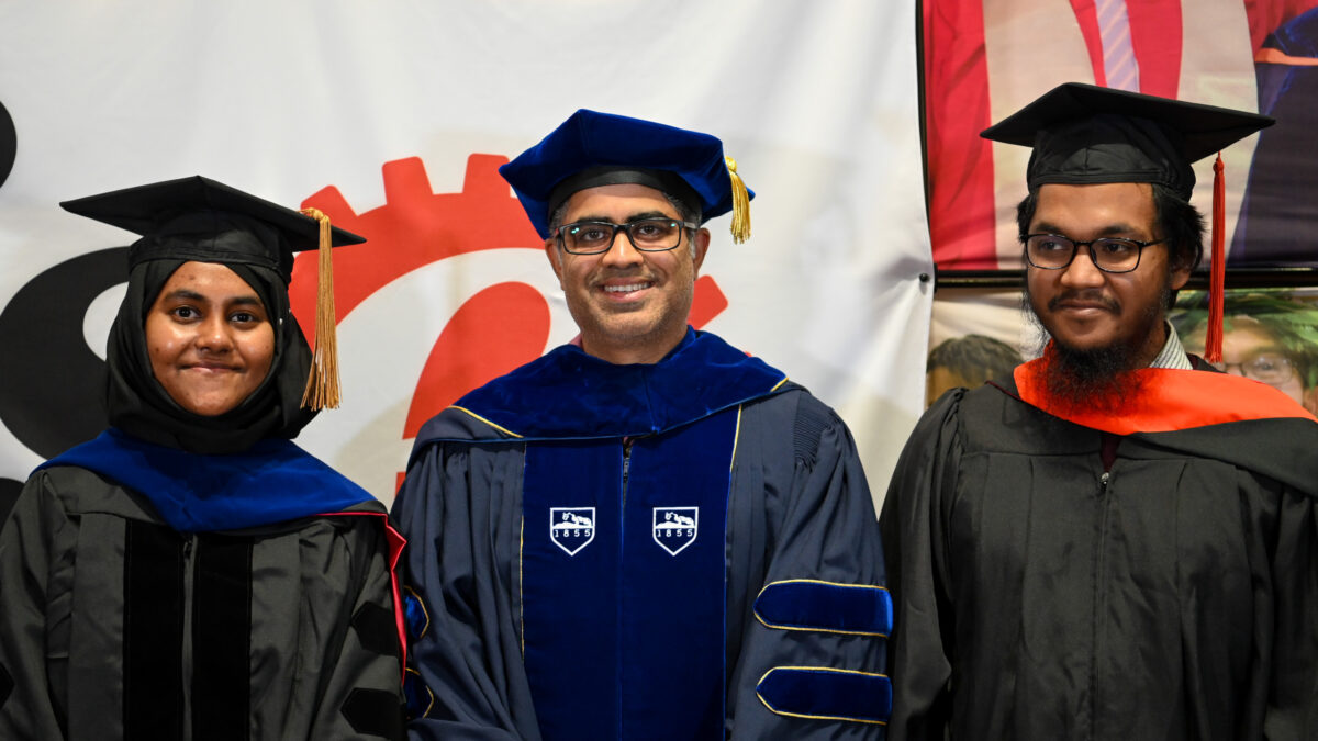 ISE Students celebrating graduation during reception.