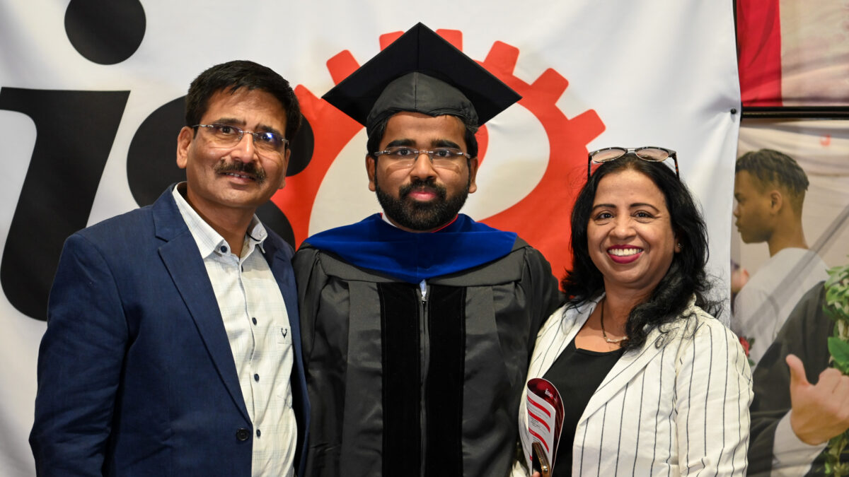 ISE Students celebrating graduation during reception.