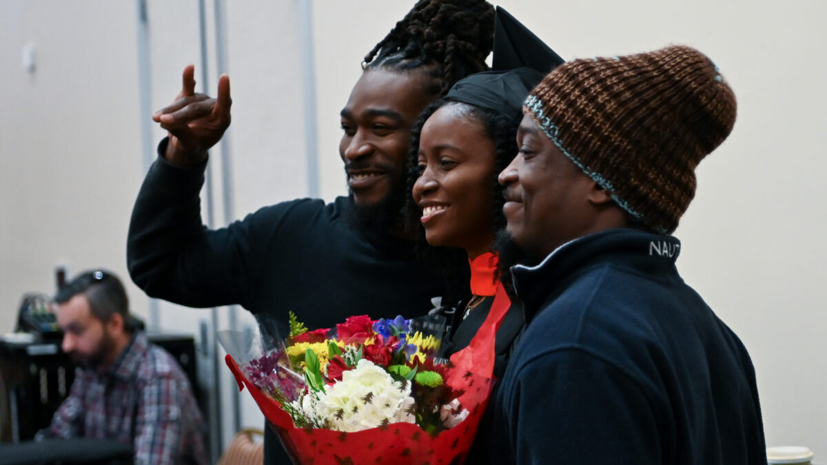 ISE Students celebrating graduation during reception.