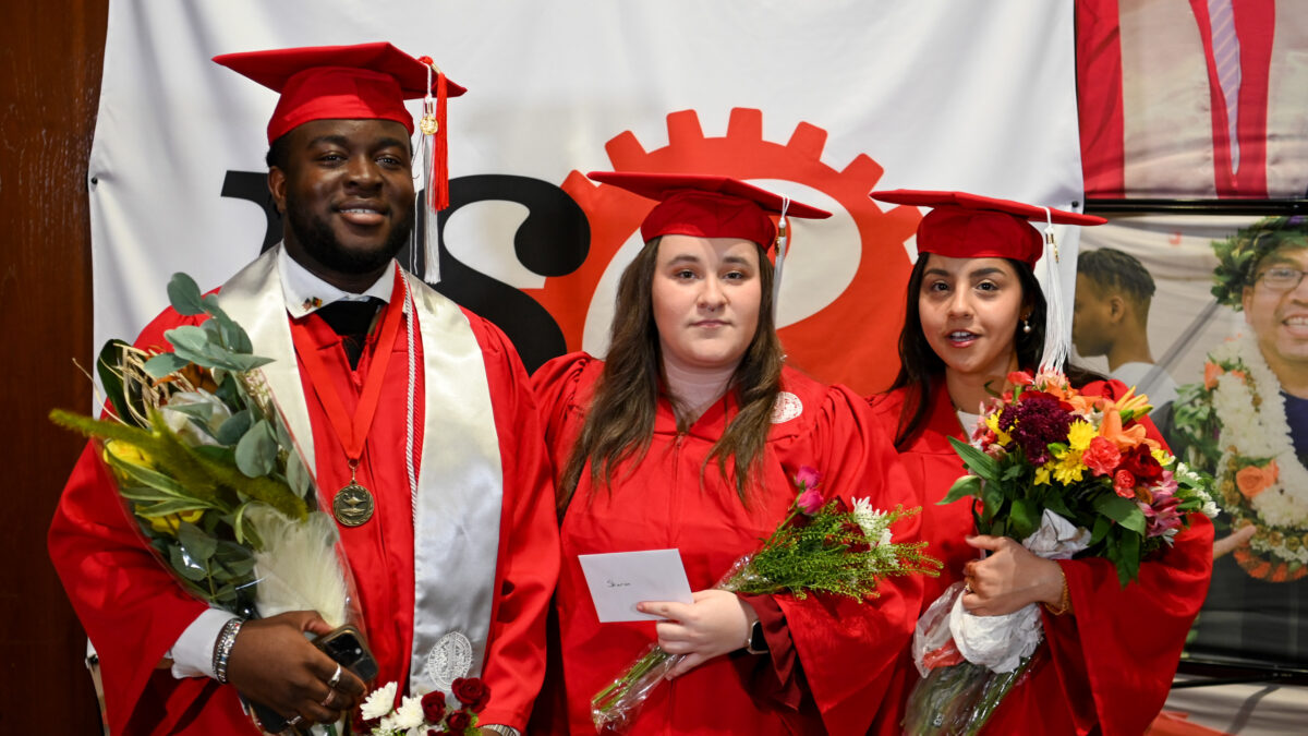 ISE Students celebrating graduation during reception.