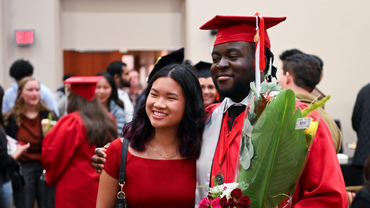 ISE Students celebrating graduation during reception.