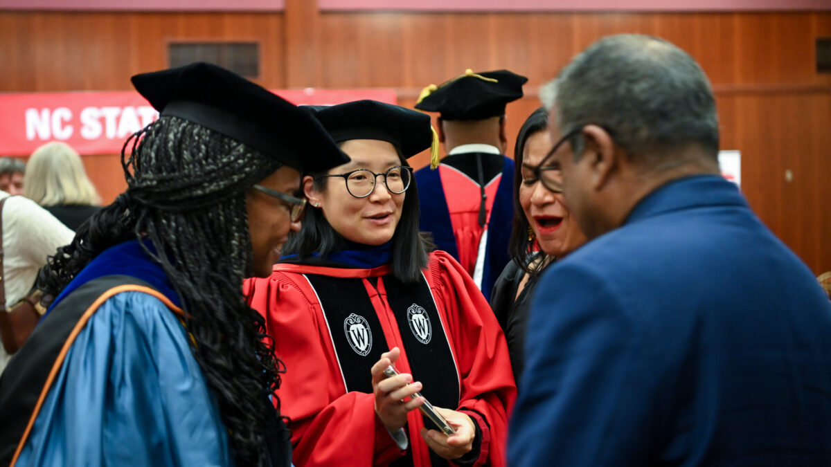 ISE Students celebrating graduation during reception.