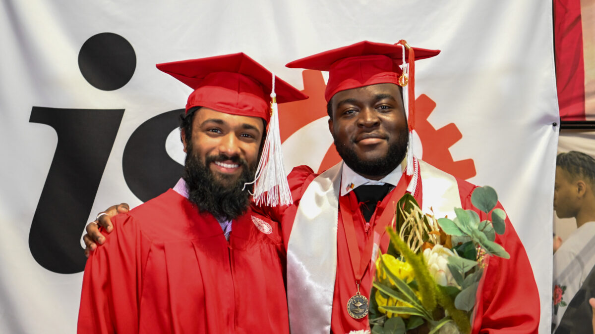 ISE Students celebrating graduation during reception.