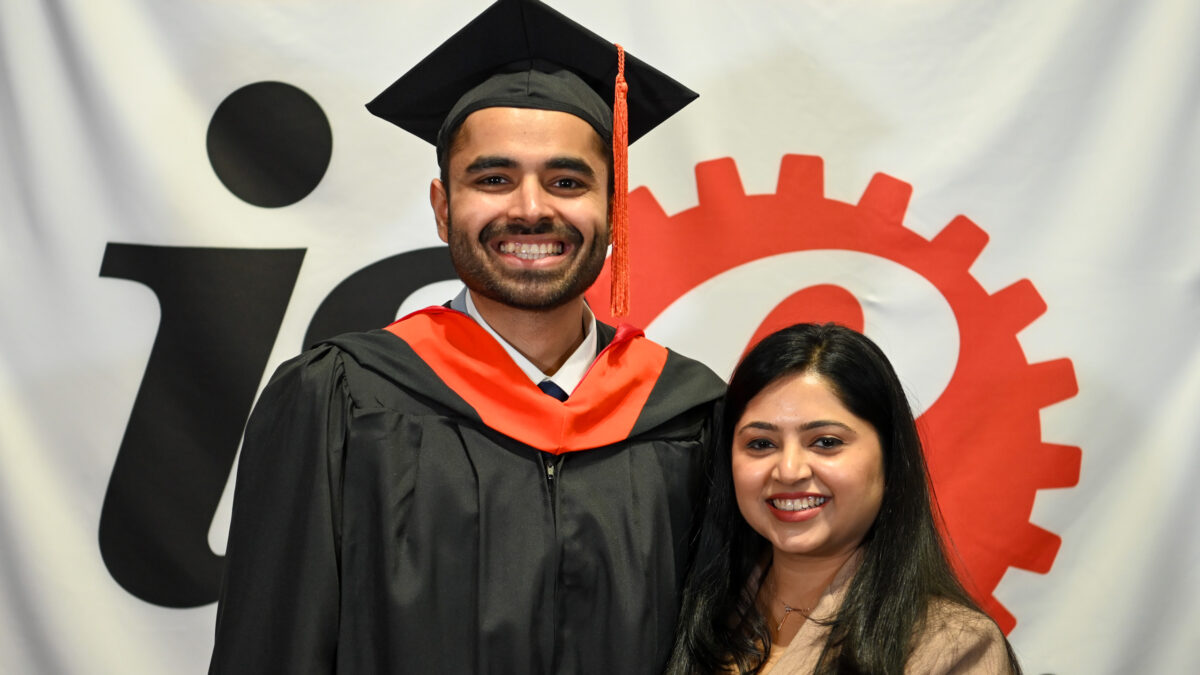 ISE Students celebrating graduation during reception.