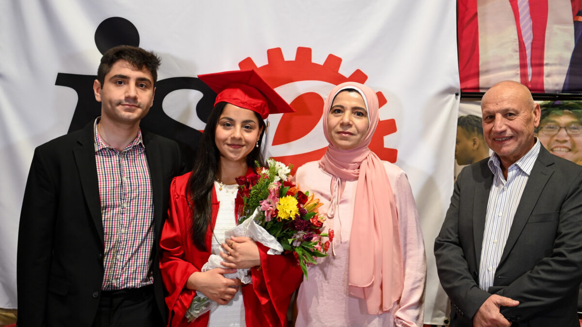 ISE Students celebrating graduation during reception.