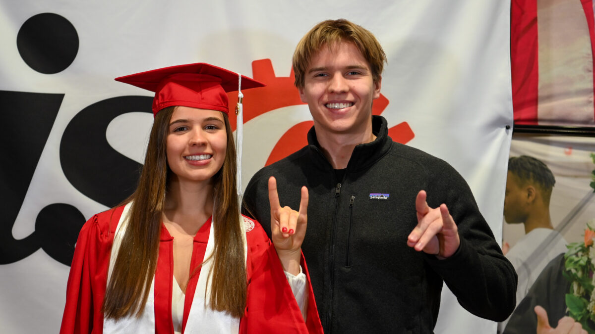 ISE Students celebrating graduation during reception.