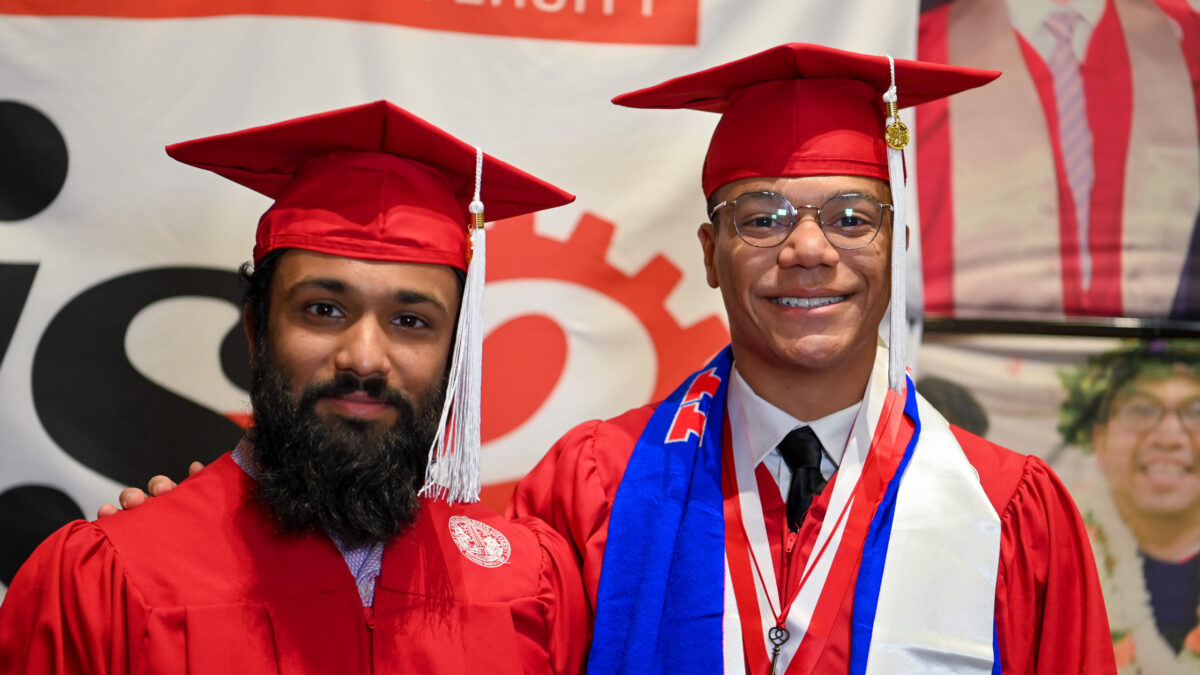 ISE Students celebrating graduation during reception.