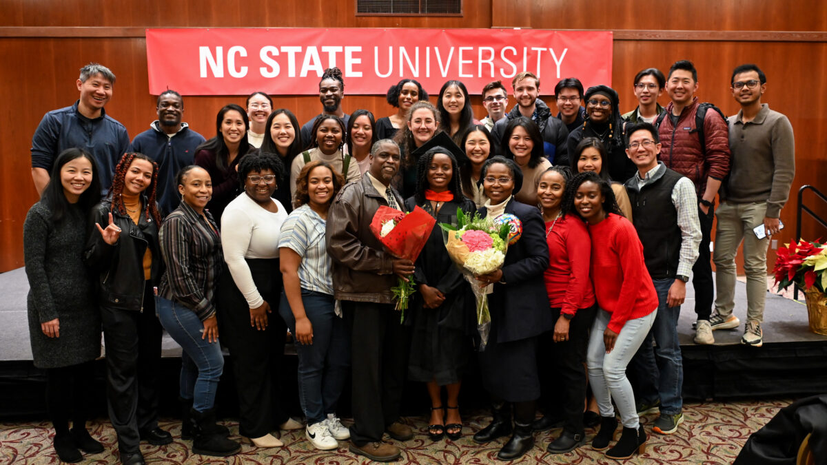 ISE Students celebrating graduation during reception.