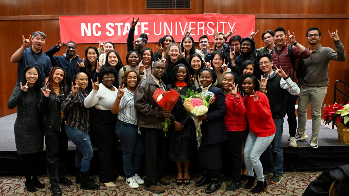 ISE Students celebrating graduation during reception.