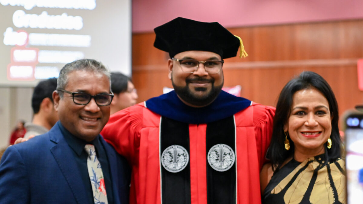 ISE Students celebrating graduation during reception.