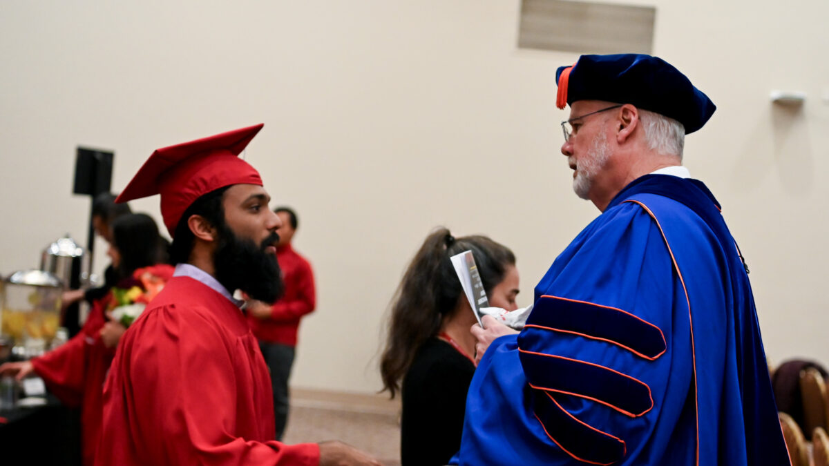 ISE Students celebrating graduation during reception.