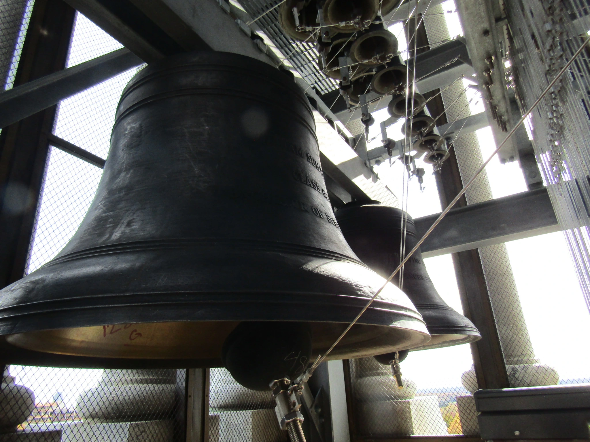 Bells inside the bell tower.